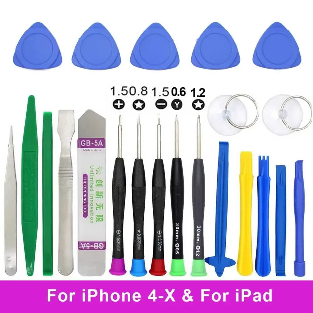 20 in 1 Mobile Phone Repair Tools Kit Tweezers Spudger Pry Screen Opening Tool Screwdriver Set for iPad iPhone X 7 8 5 5s 6 Plus